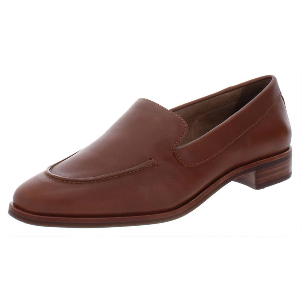 Aerosoles Womens East Side Tan Leather Slip On Almond Toe Loafers Shoes
